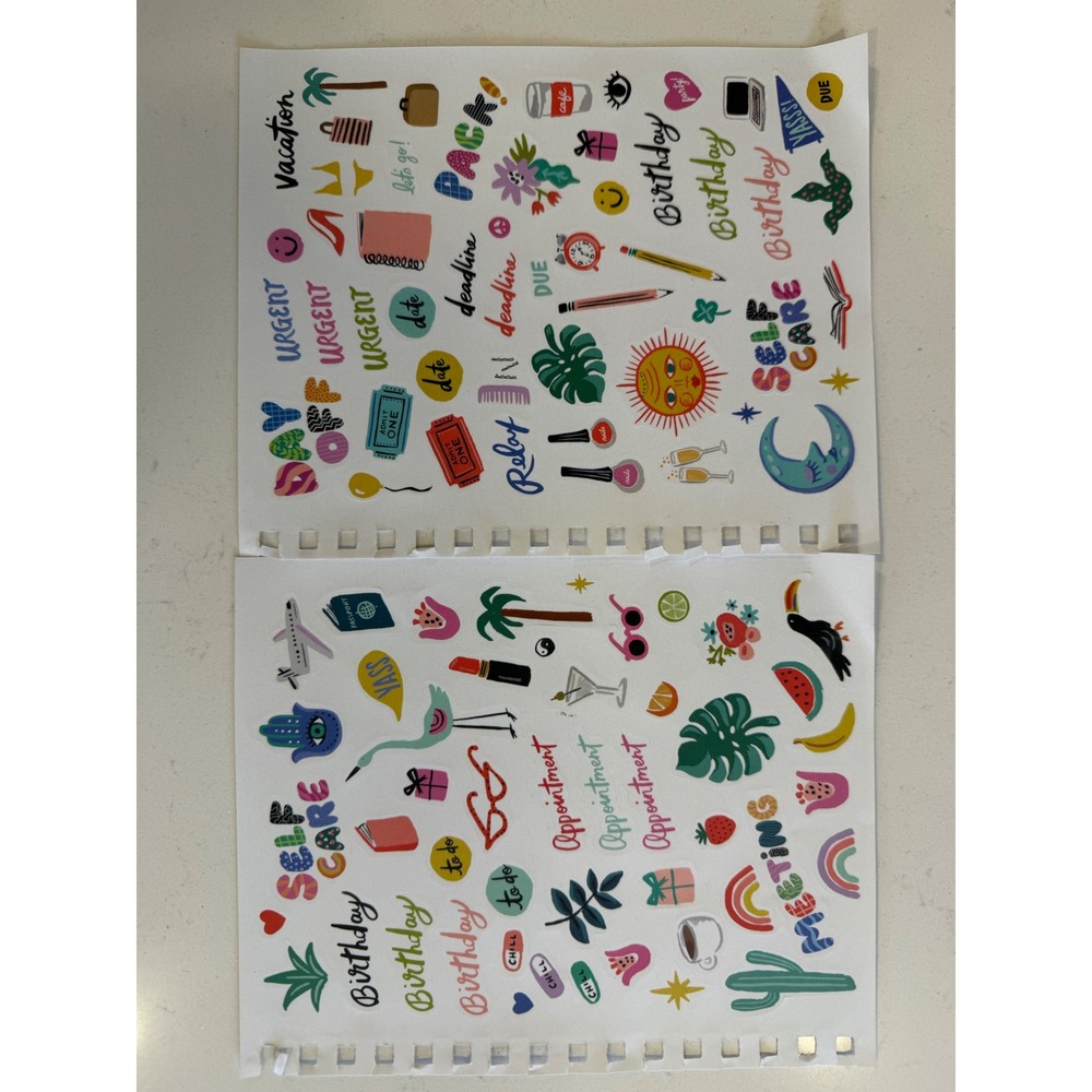 Colorful Planner Sticker Sheets Travel Lifestyle Self Care Journaling Decals